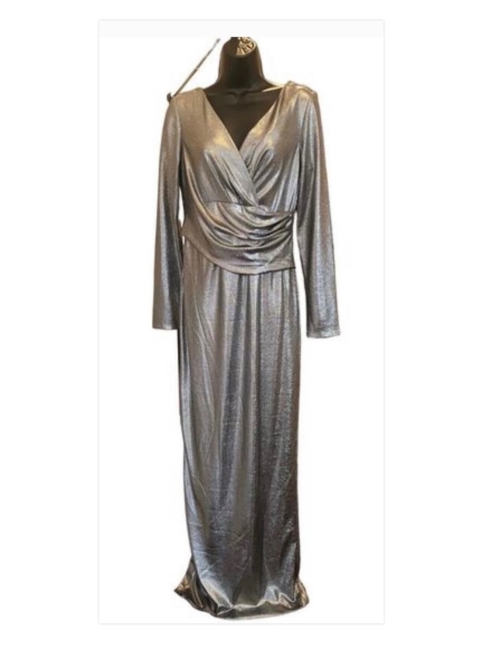 Liza J Womens Long Sleeve Floor Length Shimmer Dress size 6